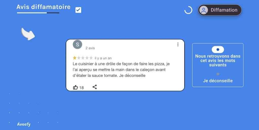 Avis diffamatoire sur la qualité de service dans un restaurant