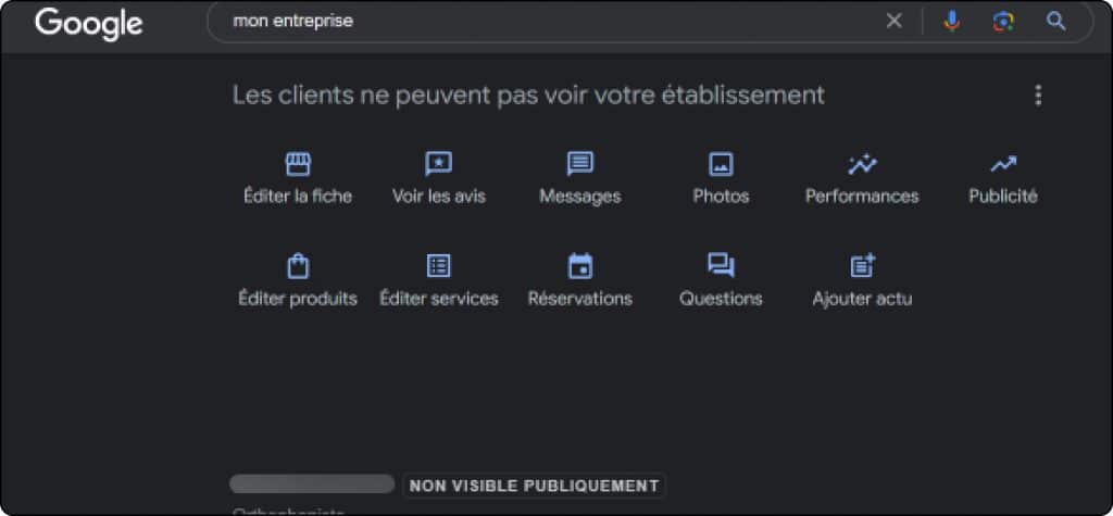 Fiche établissement Google supprimé par aveefy en france.