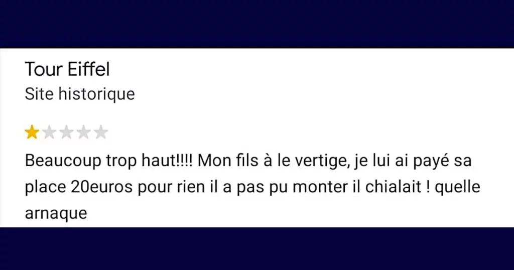 Avis négatif